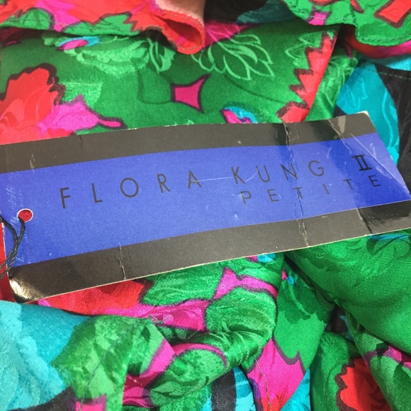 Vintage 80's Flora Kung Silk Dress Emerald SZ 10 - Picture 9 of 11